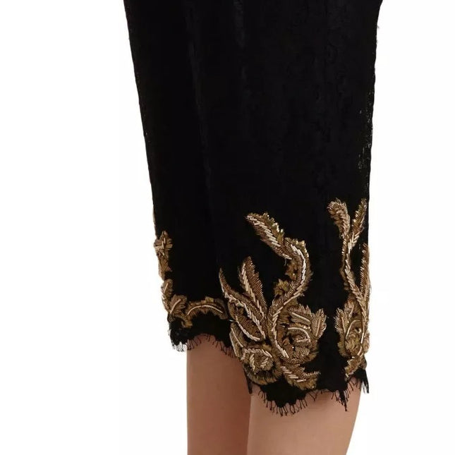Dolce & Gabbana Black Lace Gold Baroque SPECIAL PIECE Shorts