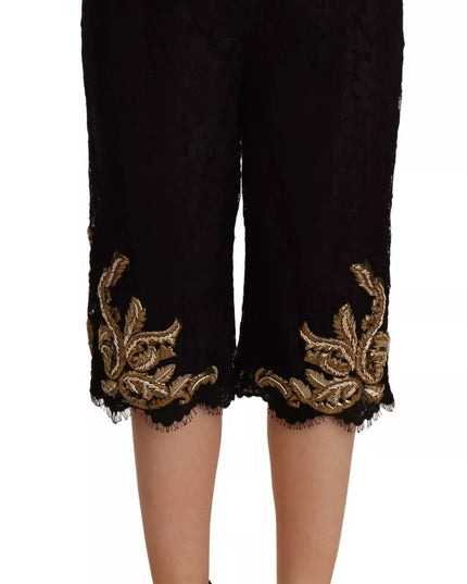 Dolce & Gabbana Black Lace Gold Baroque SPECIAL PIECE Shorts