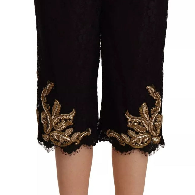 Dolce & Gabbana Black Lace Gold Baroque SPECIAL PIECE Shorts