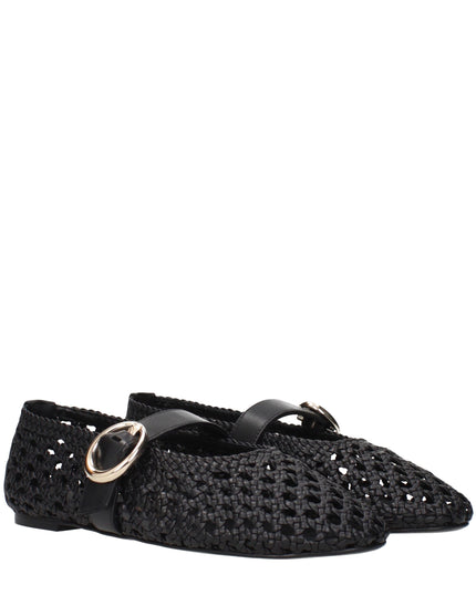 Stuart Weitzman Black Leather Ballet Flats