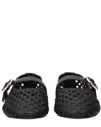 Stuart Weitzman Black Leather Ballet Flats