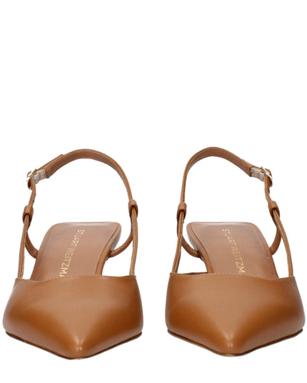 Stuart Weitzman Brown Leather Mid Heel Pumps