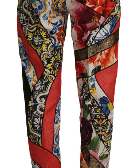 Dolce & Gabbana Multicolor Patchwork Jacquard High Waist Pants