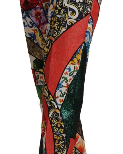 Dolce & Gabbana Multicolor Patchwork Jacquard High Waist Pants