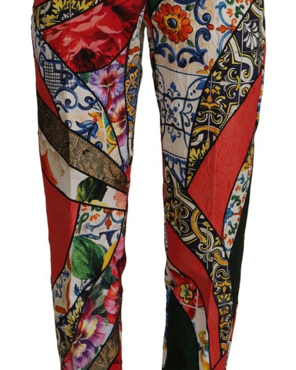 Dolce & Gabbana Multicolor Patchwork Jacquard High Waist Pants