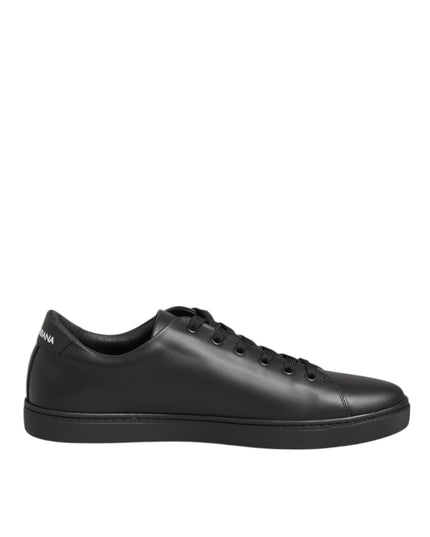 Dolce & Gabbana Black Leather Crystal Heart Sneakers  Shoes