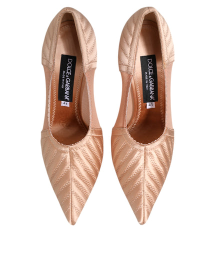 Dolce & Gabbana Cipria Nude Satin Mesh Stiletto Pumps Shoes