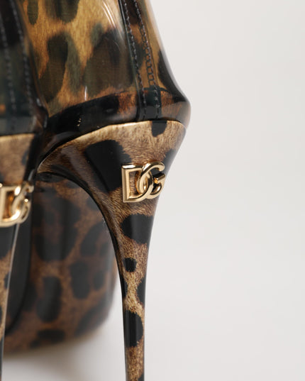 Dolce & Gabbana Leopard Print PVC Pointed Toe Boots Shoes