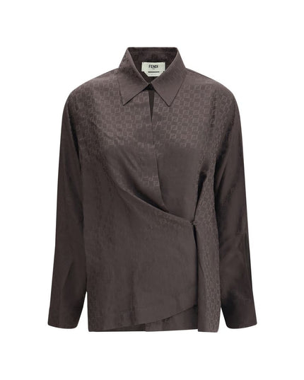 Fendi Brown Silk Dress Shirt