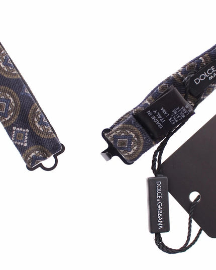 Dolce & Gabbana Blue Silk Baroque Fantasi Tied Bow Tie Papillon
