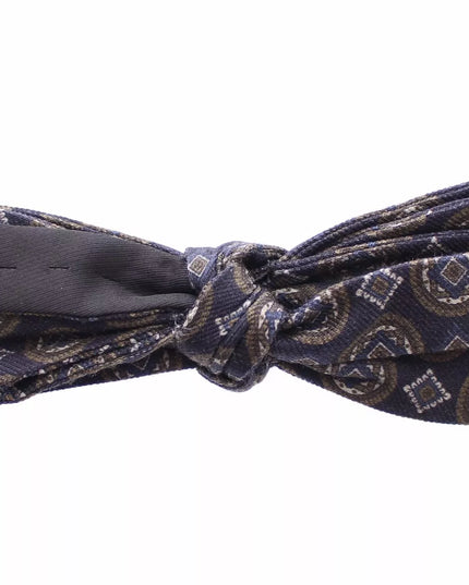 Dolce & Gabbana Blue Silk Baroque Fantasi Tied Bow Tie Papillon