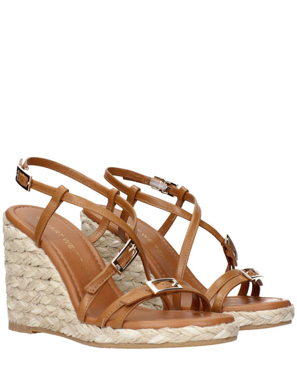 Stuart Weitzman Brown Leather Wedge Sandals