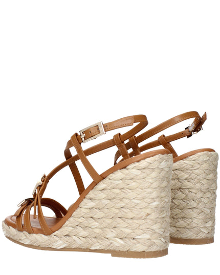 Stuart Weitzman Brown Leather Wedge Sandals