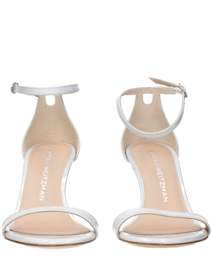 Stuart Weitzman White Leather Stiletto Heel Sandals
