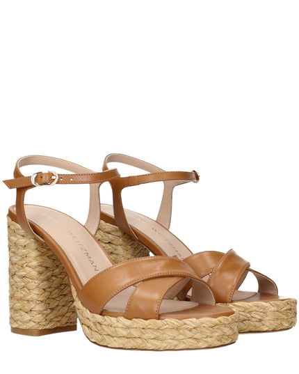 Stuart Weitzman Brown Leather Platform Sandals