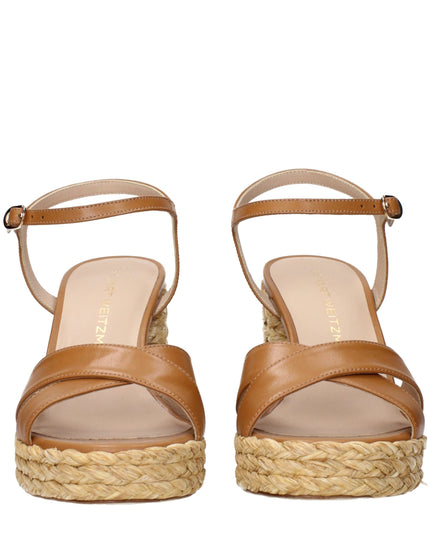 Stuart Weitzman Brown Leather Platform Sandals