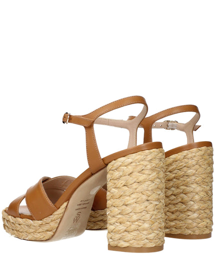 Stuart Weitzman Brown Leather Platform Sandals