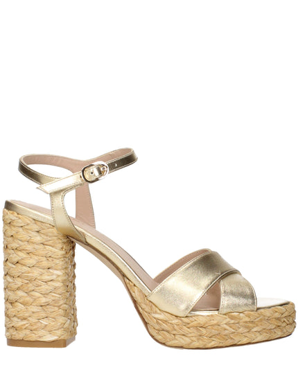 Stuart Weitzman Gold Leather Platform Sandals