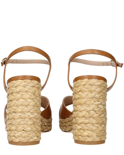 Stuart Weitzman Brown Leather Platform Sandals