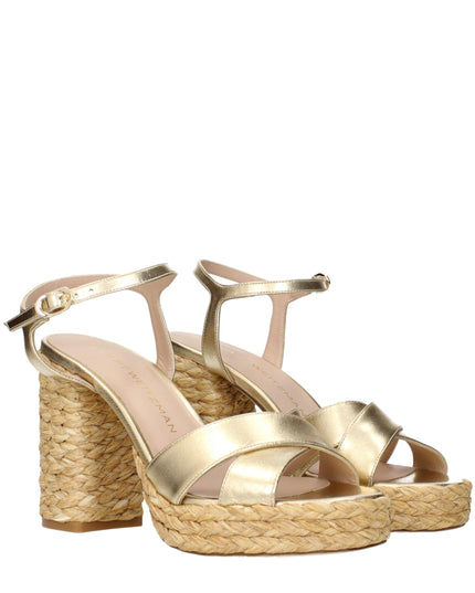 Stuart Weitzman Gold Leather Platform Sandals