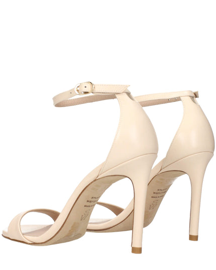 Stuart Weitzman Beige Leather Stiletto Heel Sandals