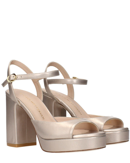 Stuart Weitzman Beige Leather Platform Sandals