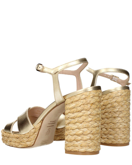 Stuart Weitzman Gold Leather Platform Sandals