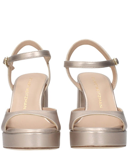 Stuart Weitzman Beige Leather Platform Sandals