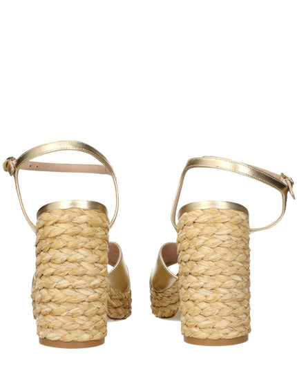 Stuart Weitzman Gold Leather Platform Sandals