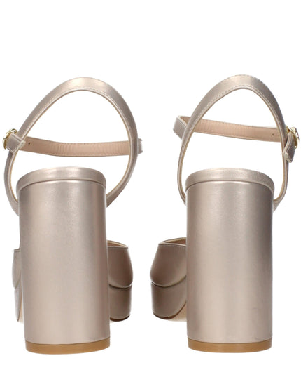 Stuart Weitzman Beige Leather Platform Sandals