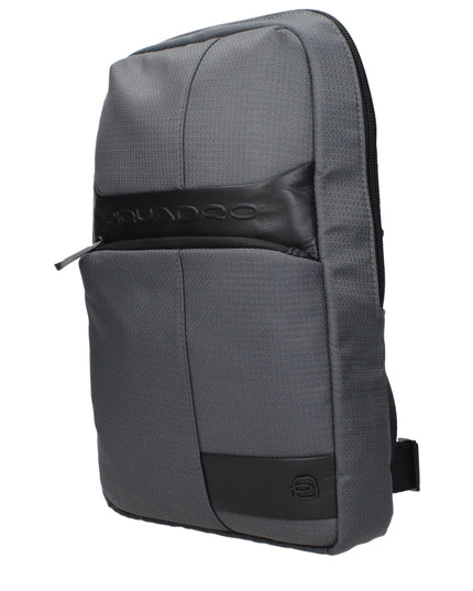 Piquadro Gray Fabric Crossbody Bag