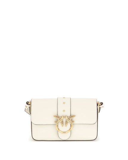 PINKO White Calf Leather Bos Taurus Shoulder Bag