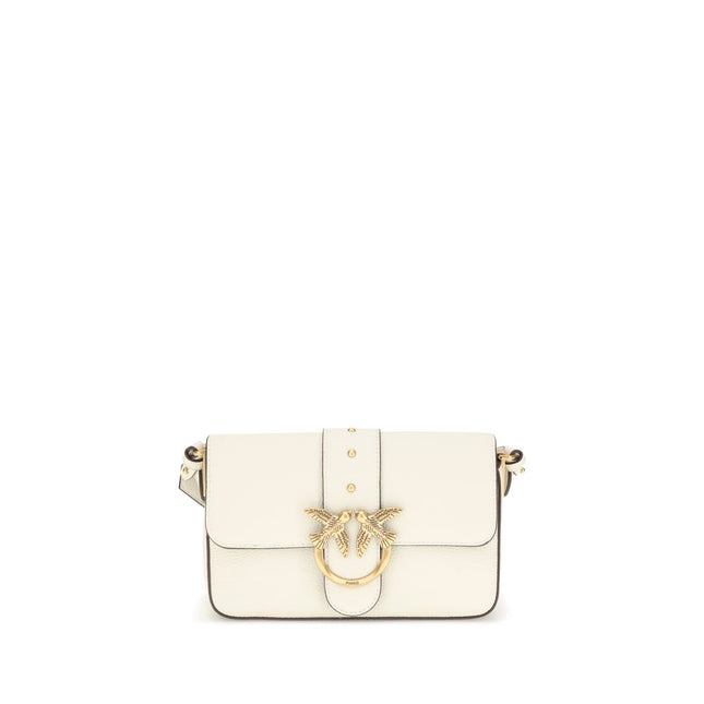 PINKO White Calf Leather Bos Taurus Shoulder Bag