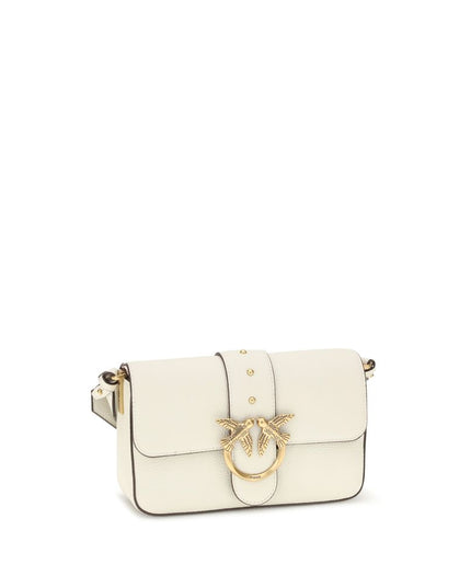 PINKO White Calf Leather Bos Taurus Shoulder Bag