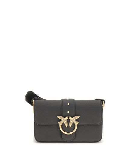 PINKO Black Calf Leather Bos Taurus Shoulder Bag