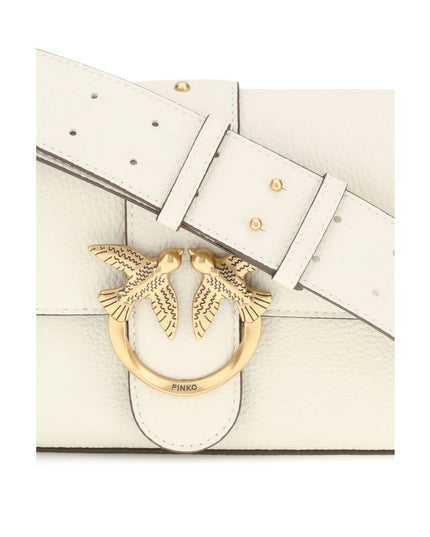 PINKO White Calf Leather Bos Taurus Shoulder Bag