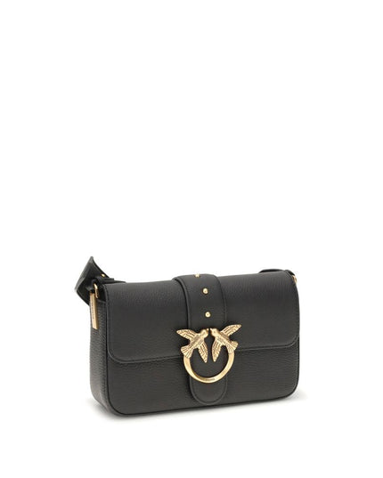 PINKO Black Calf Leather Bos Taurus Shoulder Bag