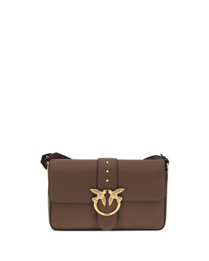 PINKO Brown Calf Leather Bos Taurus Shoulder Bag