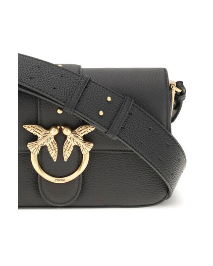 PINKO Black Calf Leather Bos Taurus Shoulder Bag