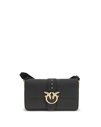 PINKO Black Calf Leather Bos Taurus Shoulder Bag