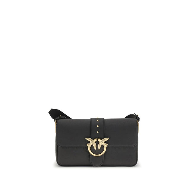 PINKO Black Calf Leather Bos Taurus Shoulder Bag
