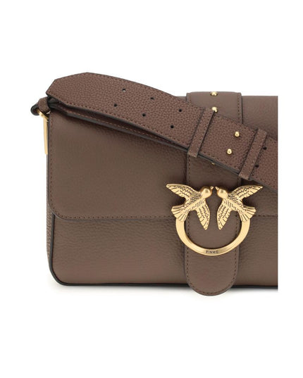 PINKO Brown Calf Leather Bos Taurus Shoulder Bag