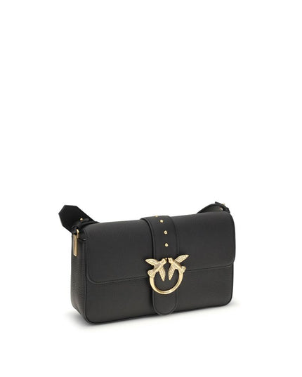 PINKO Black Calf Leather Bos Taurus Shoulder Bag