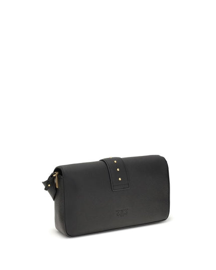 PINKO Black Calf Leather Bos Taurus Shoulder Bag