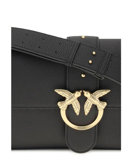 PINKO Black Calf Leather Bos Taurus Shoulder Bag