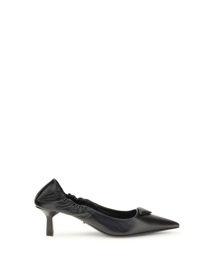 Prada Black Calf Leather Bos Taurus High Heel Pumps