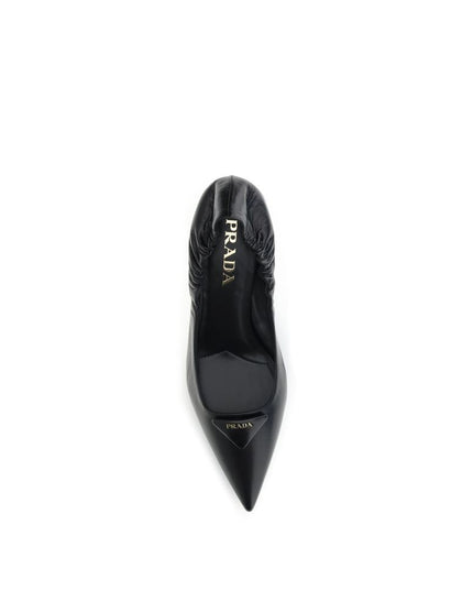Prada Black Calf Leather Bos Taurus High Heel Pumps