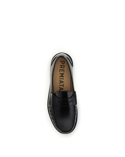 Premiata Black Calf Leather Bos Taurus Slip-On Loafers
