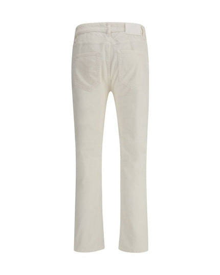 PT Torino White Cotton Casual Pants