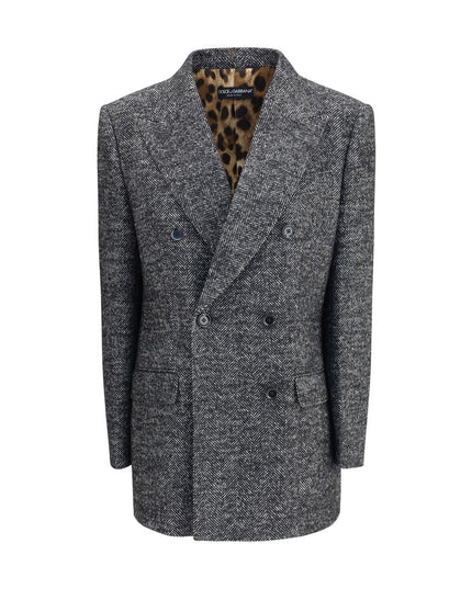 Dolce & Gabbana Gray Fleece Wool Blazer